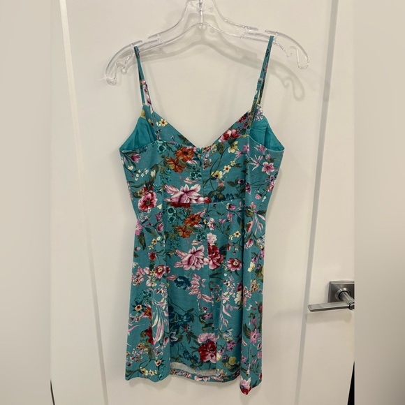 Lush Floral Linen Blend Mini Dress Size Medium - Picture 9 of 9
